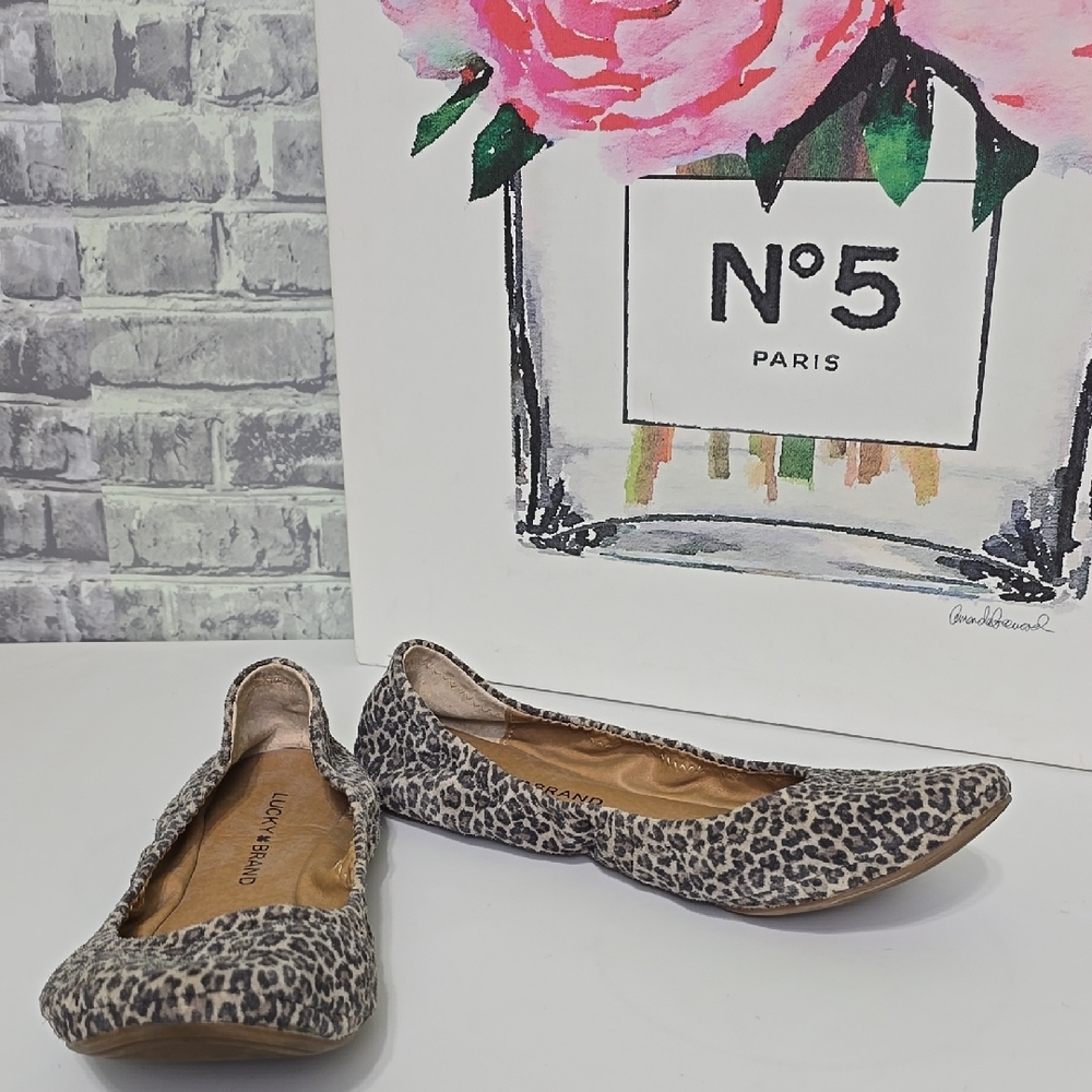 Lucky Brand Emmie Leopard Print Ballef Flats Size 8.5